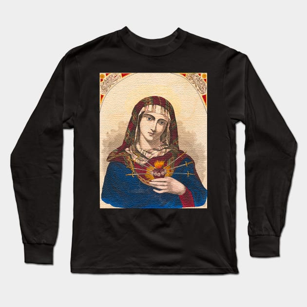 Sacred Heart of Mary Long Sleeve T-Shirt by Marccelus